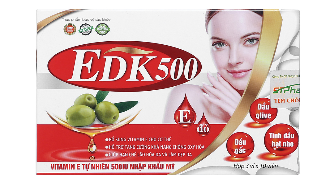 Viên Uống Vitamin EDK500 Hộp 30 viên (E đỏ)